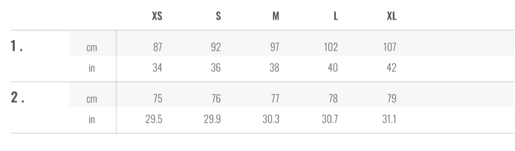 Swimsuit size chart